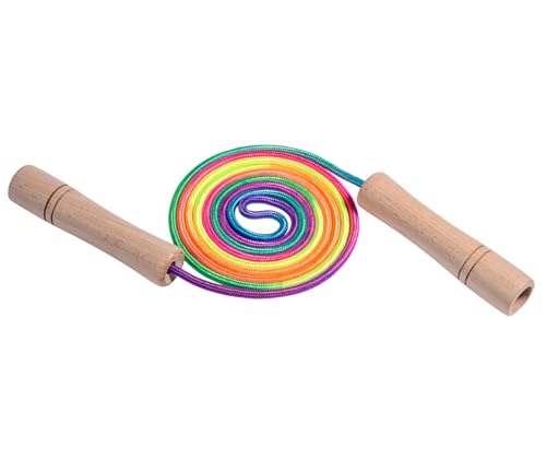 Homello Jump Rope for Kids - Wooden Handle - Adjustable Cotton Braided Fitness Skipping Rope