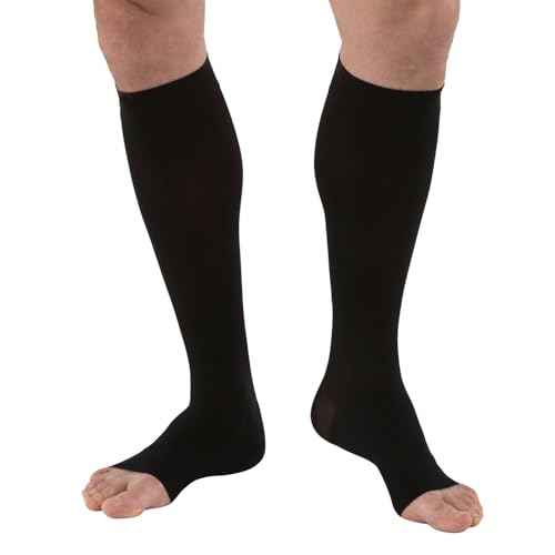 JOBST forMen Knee High Open Toe 30-40 mmHg Ribbed Dress Compression Socks