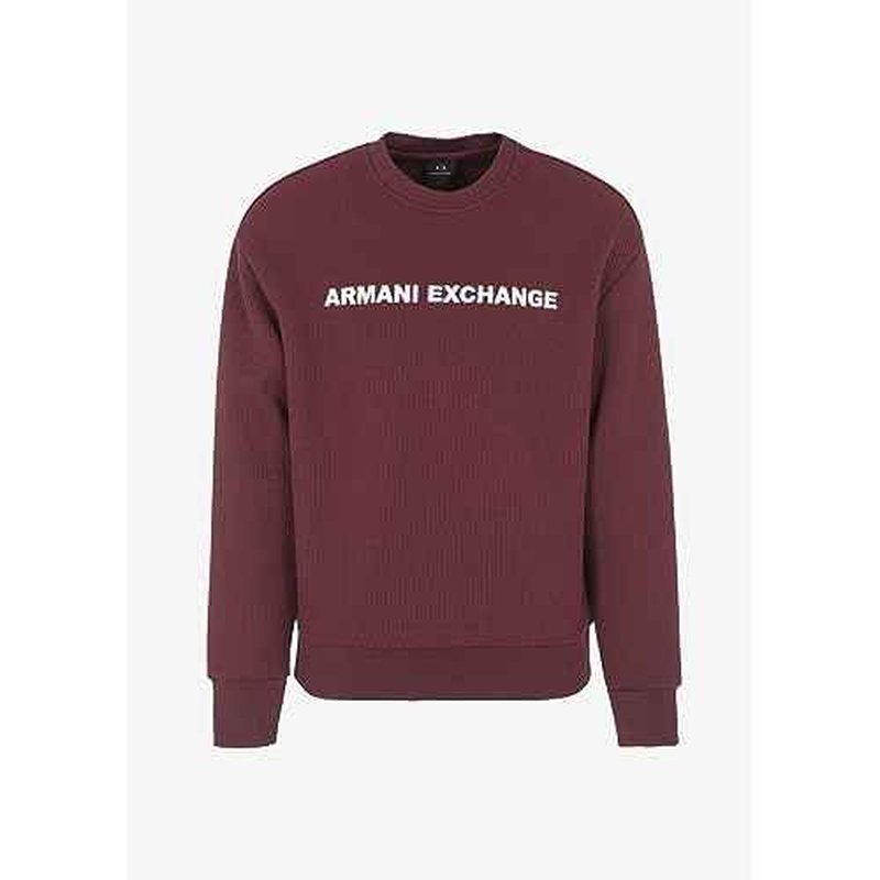 Armani Exchange mens Jacquard Fleece Classic Simple Logo Pullover Sweatshirt