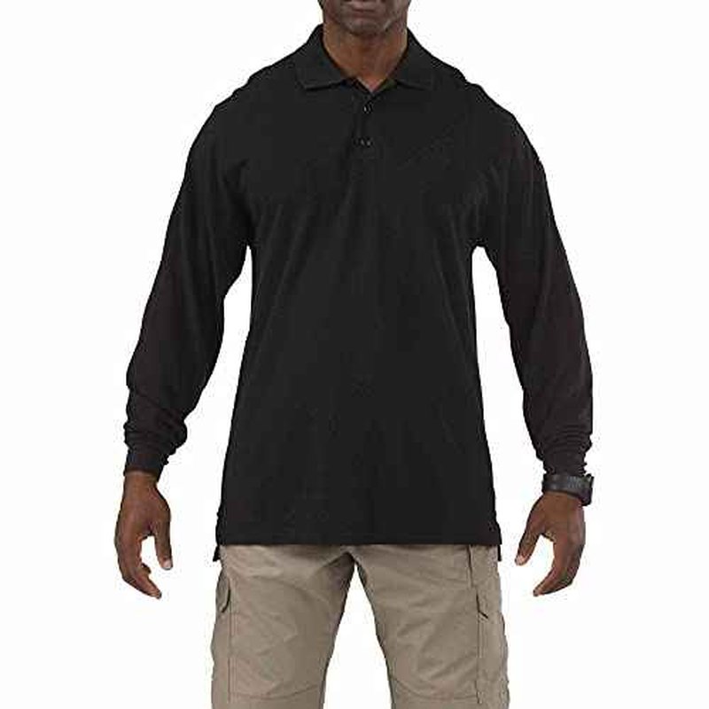 5.11 Tactical Professional Long Sleeve Polo Shirt, Cotton Pique Knit, Reinforced Seams, Style 42056