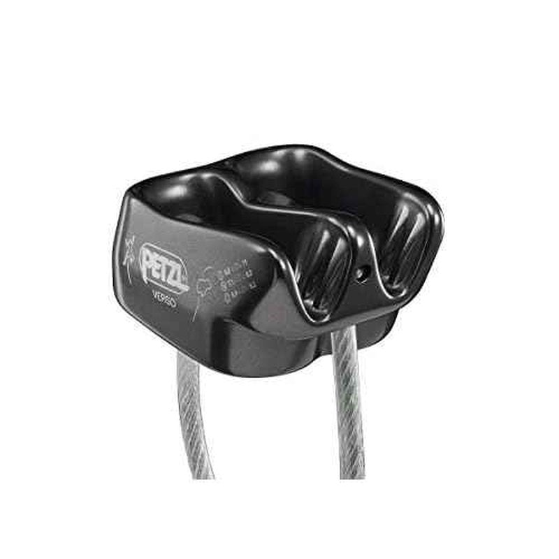 Petzl Verso Belay Device with Attache Screw-Lock Carabiner - Compact, Lightweight Belay Device, for One or Two Rope Strands While Climbing or Rappelling - Grey
