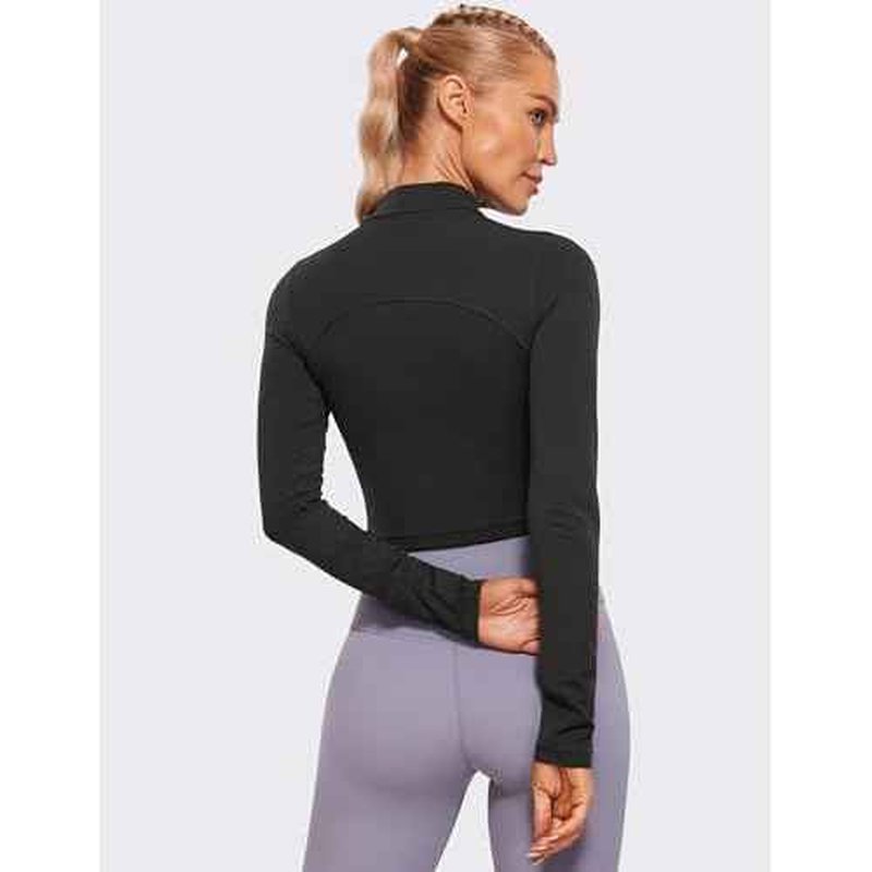 CRZ YOGA Butterluxe Mock Neck Long Sleeve Shirts for Women - Workout Casual Tops Turtleneck Crop Slim Fall Base Layer