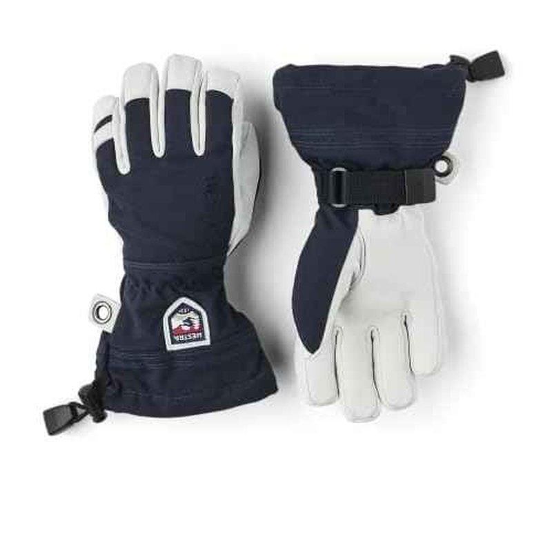 Hestra Army Leather Heli Ski Junior Glove (Youth 4-13yrs) | Waterproof, Insulated Classic 5-Finger Leather Kids Gloves for Winter, Skiing & Playing in The Snow