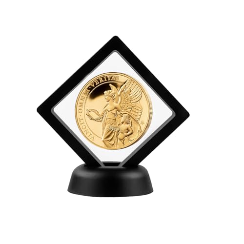 2 PCS 3D Floating Display Case, Challenge Coin Display Frame,Transparent Film Stand Holder for Jewelry Medals Specimens, 2.75x2.75x0.75 Inches