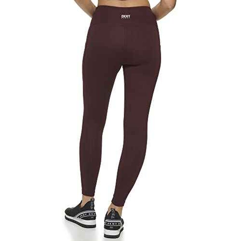 DKNY Womens Sport Tummy Control Workout Yoga Leggings, Currant, Large US