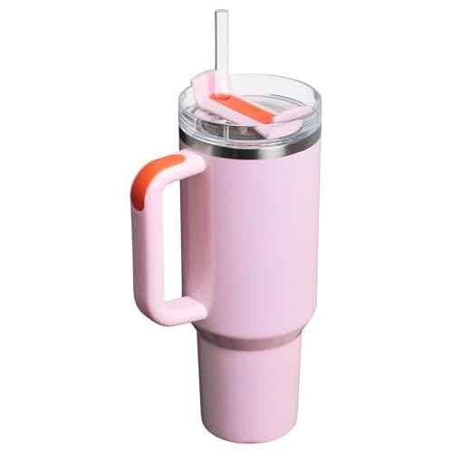 STANLEY Quencher H2.0 Tumbler with Handle and Straw 40 oz | Flowstate 3-Position Lid | Cup Holder Compatible for Travel | Insulated Stainless Steel Cup | BPA-Free | Rose Petal Shimmer