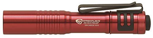 Streamlight 66323 MicroStream 45-Lumen EDC Ultra-Compact Flashlight with AAA Alkaline Battery, Clear Retail Packaging, Red