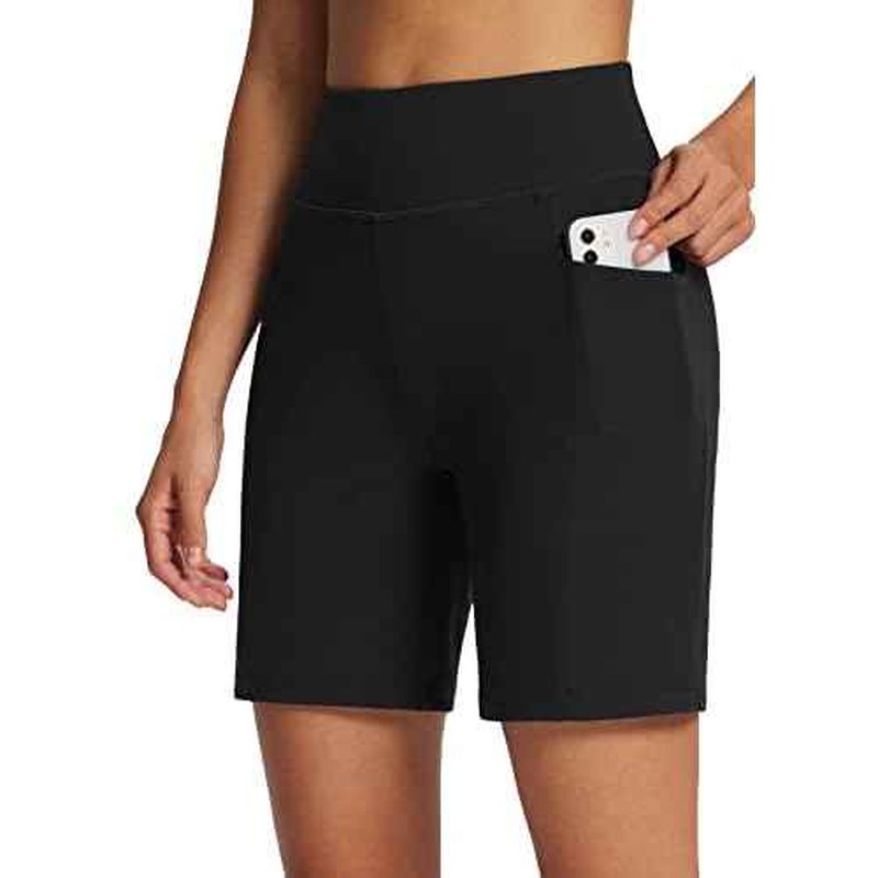 BALEAF Women's 7" Bermuda Shorts High Waisted Athletic Running Pull On Shorts with Pockets for Causal Summer