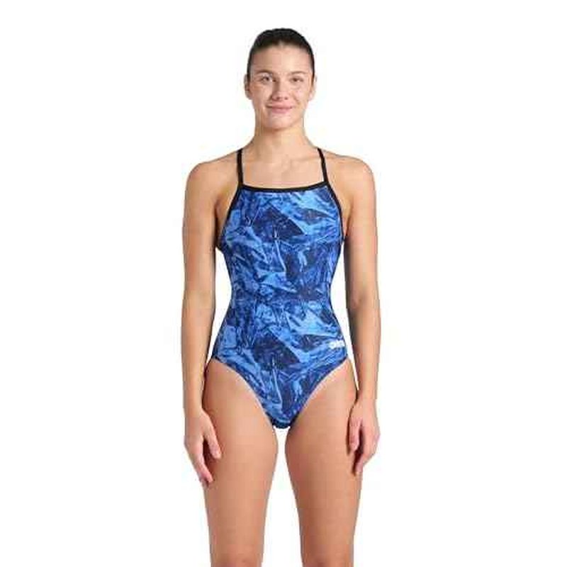 Arena Women's Performance Crackle Team Print Lightdrop Back Ladies Bathing Swimsuit