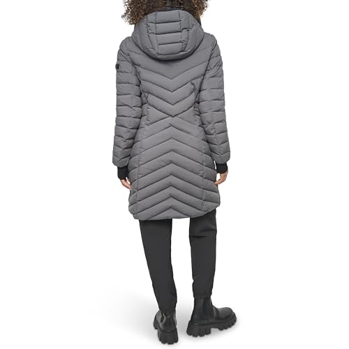 DKNY womens Bib-front Light-weight Puffer