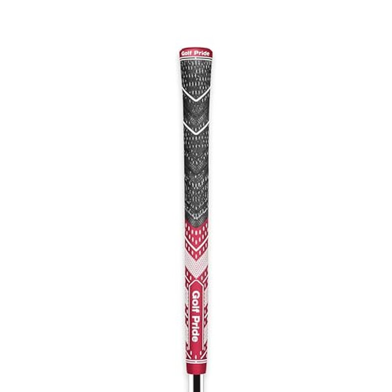 Golf Pride MCC Plus4 Golf Club Grip - All-Weather Hybrid Grip with Larger Lower Hand - Brushed Cotton Cord & Pebbled Texture - Dark Red/White