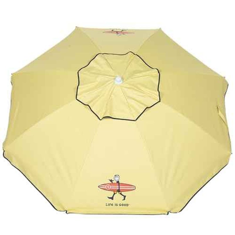 Life is Good 6.5' Outdoor Beach Umbrella with ANCHORX Heavy Duty High Wind Stability Sand Anchor and Carrying Bag