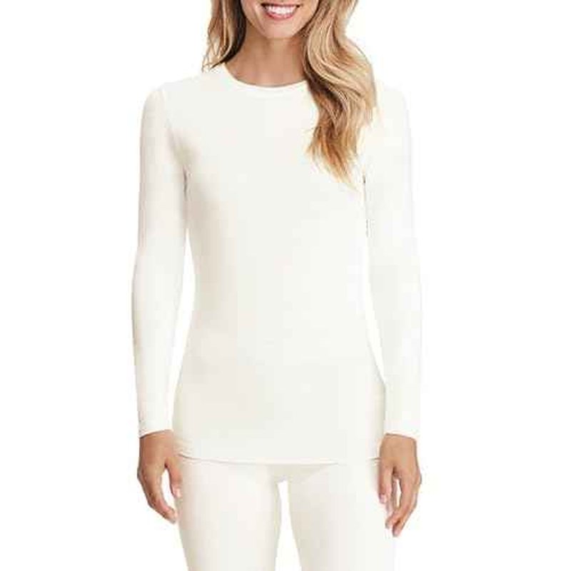 Cuddl Duds Women's Softwear with Stretch Long Sleeve Crew Neck Top -Layering Top with Smooth Fabrication, Body-Hugging Fit