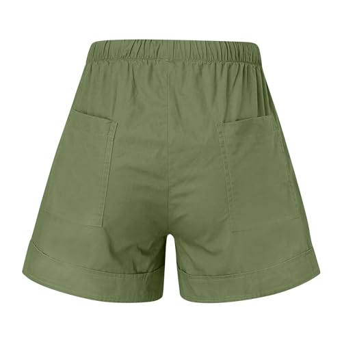 Shorts for Women 2024 Casual Drawstring Summer Shorts with Pockets Plus Size Bermuda Shorts Trendy Beach Shorts Light Green