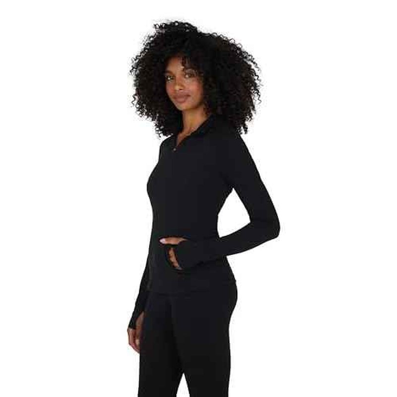 Yogalicious Half Zip Lightweight Workout Long Sleeve Athletic Jacket with Front Pockets and Thumbholes