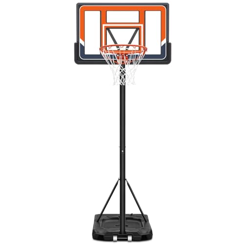 Basketball Hoop Outdoor 3.8-10 ft Adjustable, Swimming Pool Basketball Goal System for Kid Youth and Adult in Backyard Driveway Indoor, Portable 44 Inch Backboard and Larger Base (Orange)