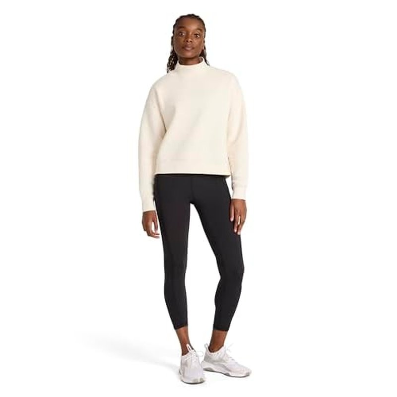 Reebok Women's Vector Mock Neck Sweatshirt, Standard Fit, Midweight Cotton-Poly Fabric