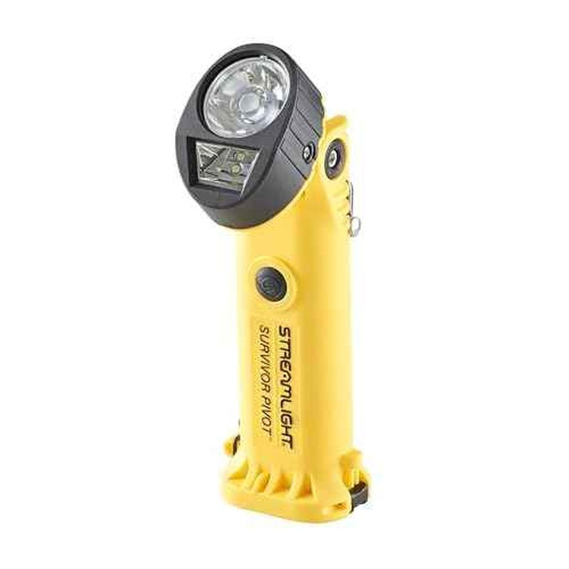 Streamlight 91814 Survivor Pivot USB 325-Lumen Right Angle Articulating Dual Beam Rechargeable Flashlight with Clip, Yellow