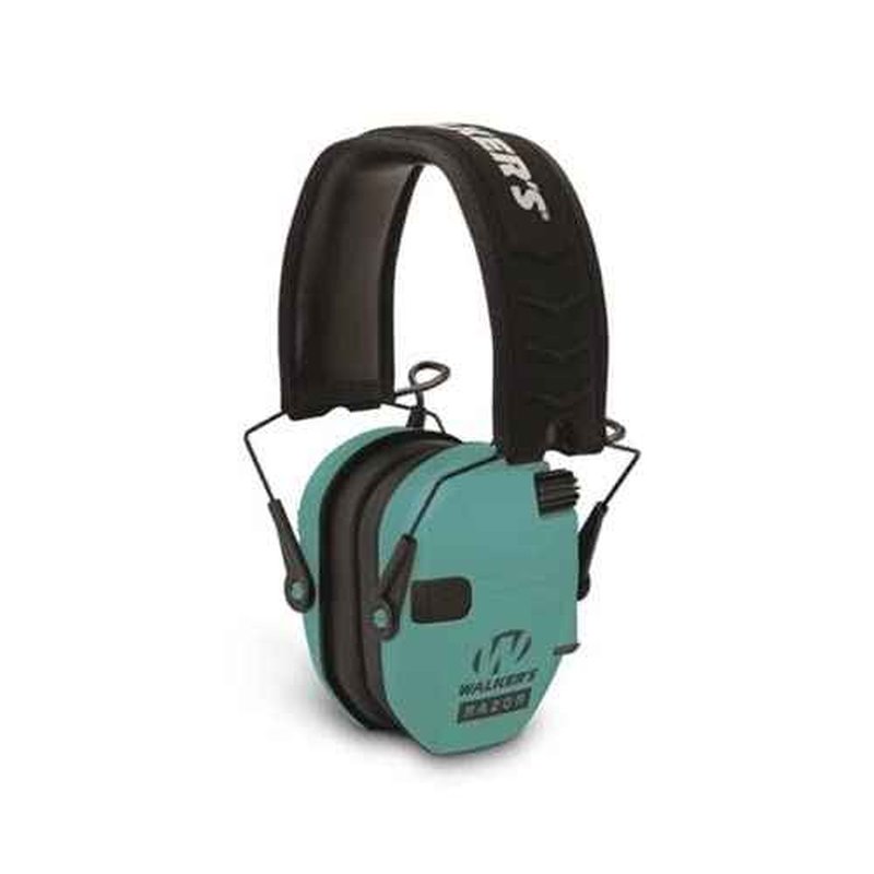 Walker's Razor Slim Electronic Shooting Earmuffs (Teal) with Protective Case