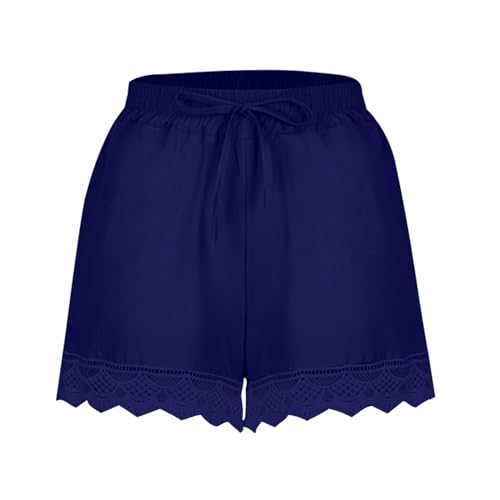 Limited of time Deals of The Day, Summer Shorts for Women 2024 Trendy Causal Loose Pleated High Waisted Shorts Beach Lace Lounge Short Pants Plus Size