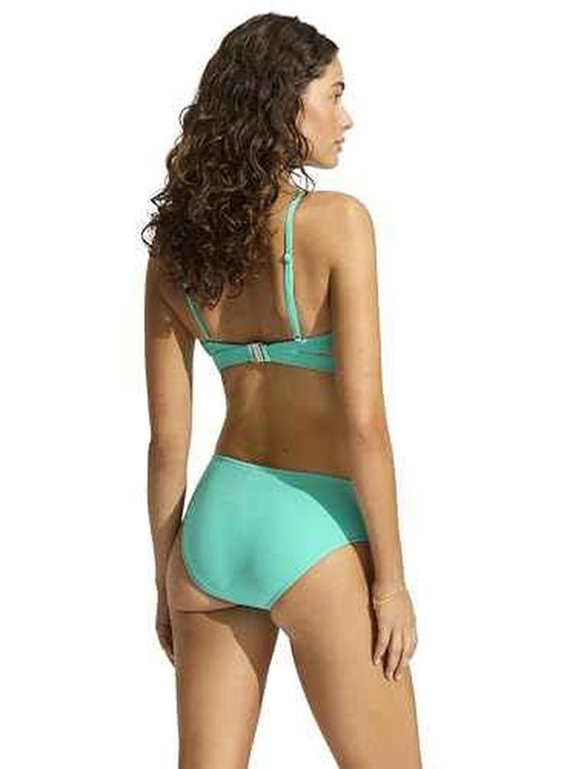 Seafolly Women's Standard Hybrid Bralette Bikini Top Swimsuit with Center Keyhole Detail, Eco Collective Aquatic Blue