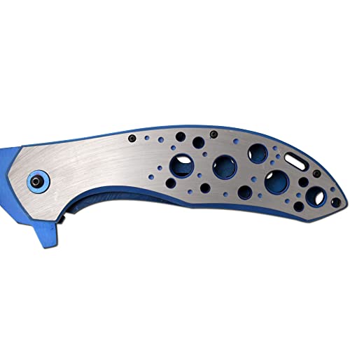 Snake Eye Tactical 12" Jumbo Huge Heavy Duty Ultra Smooth One Hand Opening Folding Pocket Knife Limited Edition Collectors Knife - Ideal for Recreational Work Hiking Camping (Blue)