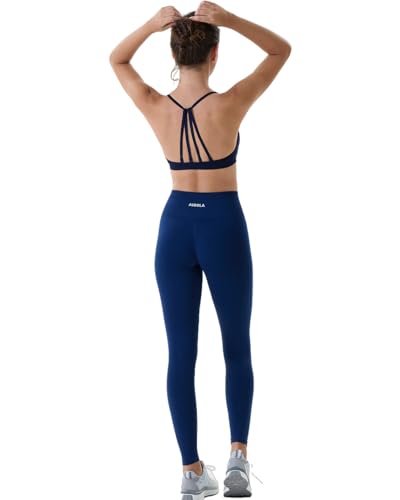 AUROLA Dream Marl Workout Leggings for Women Seamless Scrunch High Waist Gym Active Pants,M Deep Blue