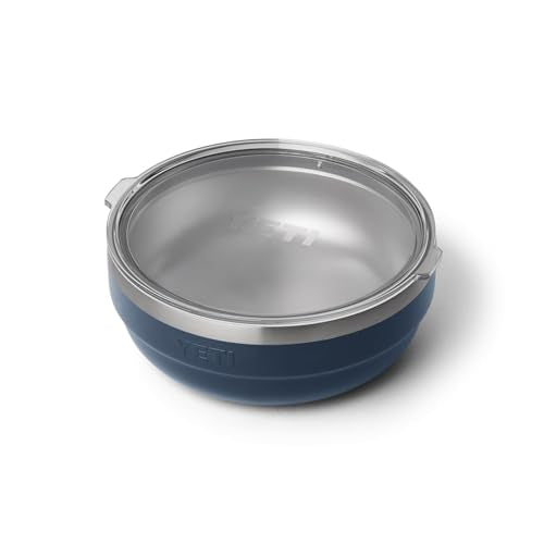 YETI Rambler Low Bowl, Vacuum Insulated, Stackable and Nestable Stainless Steel Bowl with Lid, 1.6 Quart, Navy