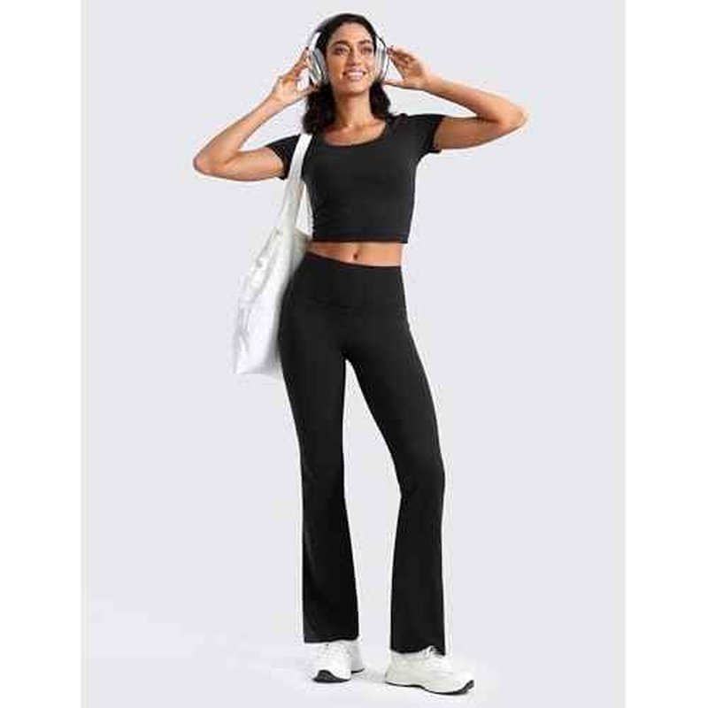 CRZ YOGA Womens Butterluxe High Waist Flare Pants 31.5" - Yoga Bootcut with Side Pockets Wide Leg Lounge Casual