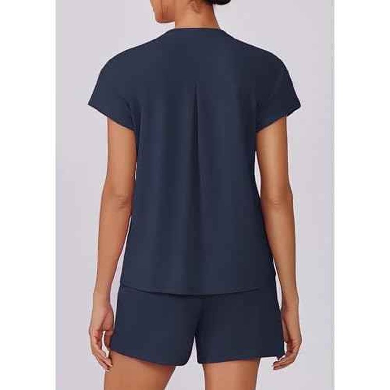 PINSPARK 2 Piece Sets for Women Summer Crewneck Matching Shorts Lounge Set with Pockets Casual Travel Outfits 2025 Trendy