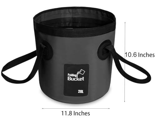 BANCHELLE Collapsible Bucket Water Container Portable Folding Camp Wash Basin for Outdoor Traveling Hiking Fishing Car Washing Gardening Camping (Black, 20L)