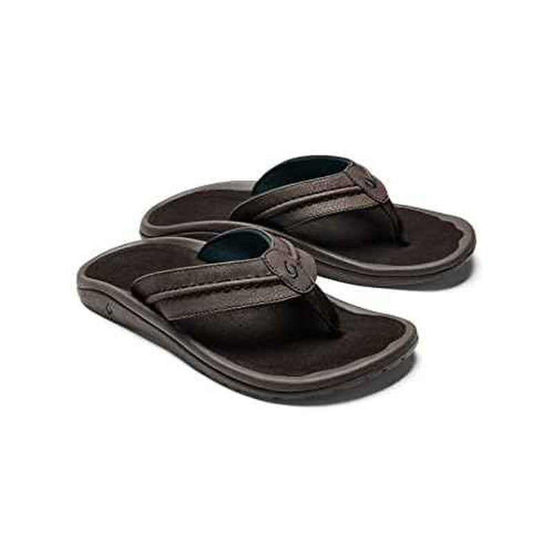 OLUKAI Hokua Men's Beach Sandals, Quick-Dry Flip-Flop Slides, Water Resistant & Wet Grip Rubber Soles, Compression Molded Footbed & Soft Comfort Fit