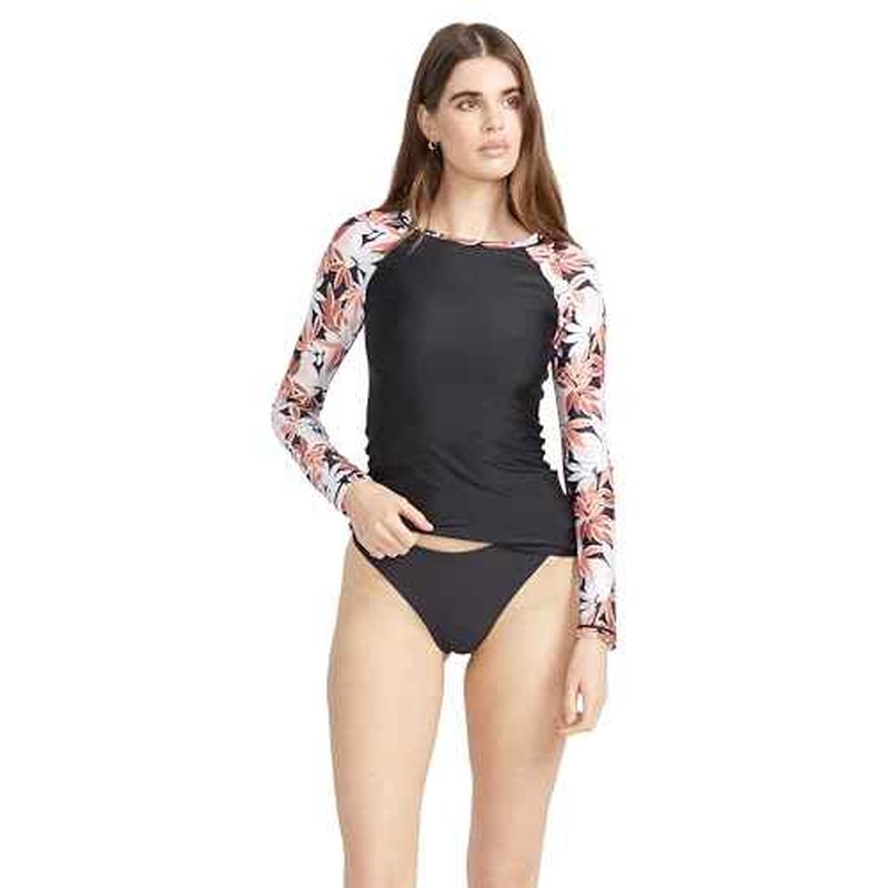 Volcom Women's Standard Simply Core Long Sleeve Rashguard UPF 50+, Electric Coral