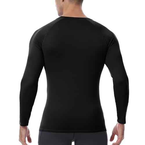 Men's Long Sleeve Compression Shirt, Quick Dry Athletic Base Layer Top, Skins Fit Football Running Workout Undershirt