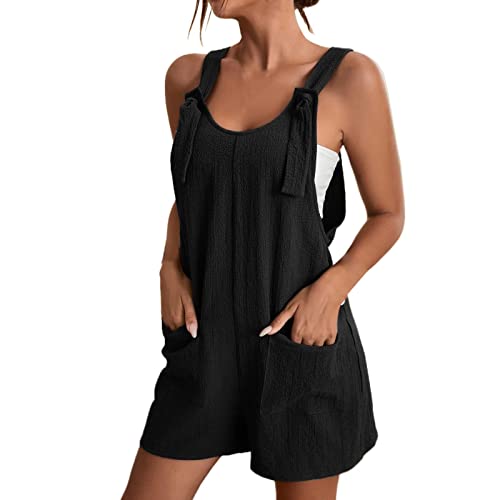 Tthxqing Spaghetti Strap Jumpsuits For Women Casual 2024 Sleeveless Overalls Jumpsuit with Pockets Trendy Vacation Outfits