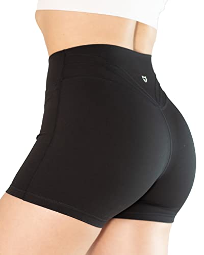 TomTiger Workout Shorts for Women High Waist Gym Fitness Running Yoga Bike Active Exercise Women's Short Tummy Control 3" (XS, Black)