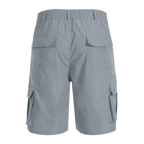 APIVOE Cargo Shorts for Men Summer Elastic Waist Shorts Lightweight Work Long Shorts Big and Tall Cargo Shorts with Pockets