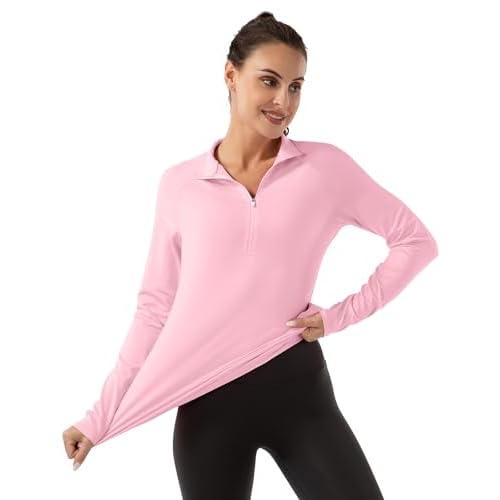 FKEEP Women's Polo Shirts Long Sleeve UPF 50+ Sun Protection Tennis Golf Workout Tops Sport Zipper V Neck