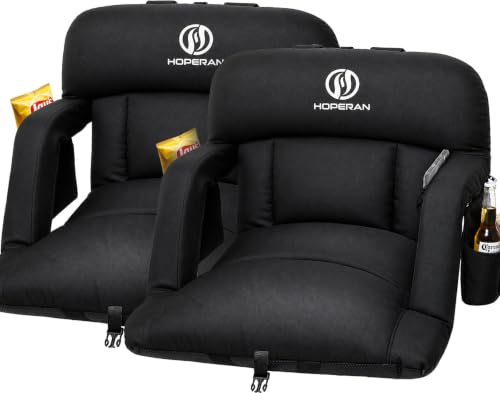 HOPERAN Deep Black 23-Inch Stadium Seats for Bleachers, 4.3-Inch Thick Sofa-Style, 2-Pack