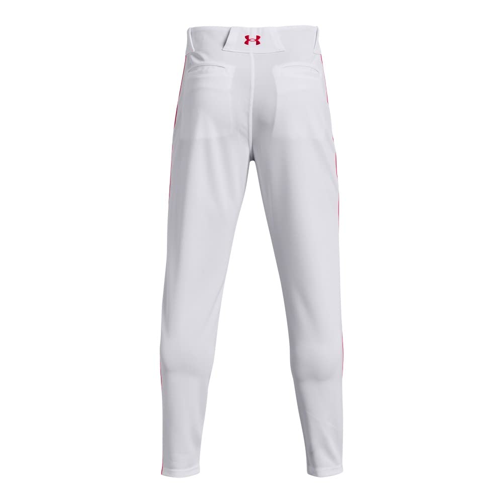 Under Armour Men's Utility Baseball Straight Leg Pant Pipe 22, (103) White/Red/Red, X-Large