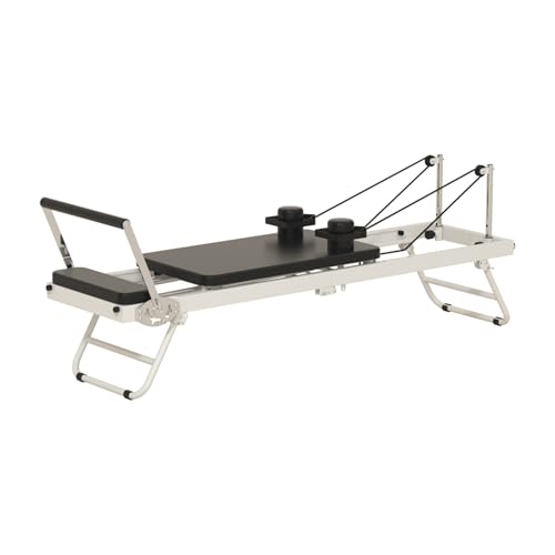 seanleecore Foldable Pilates Reformer Machine - Capacity up to 400lbs - Ideal Pilates Equipment for Home Workouts, White