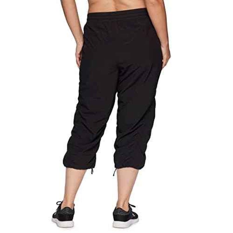 RBX Active Women's Plus Size Fashion Lightweight Woven Body Skimming Drawstring Capri Pant
