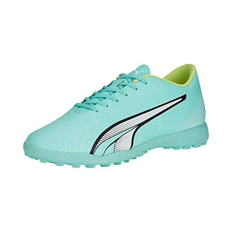PUMA Mens Ultra Play Turf Trainer Soccer Cleats, Electric Peppermint-PUMA Mens White-Fast Yellow, 8
