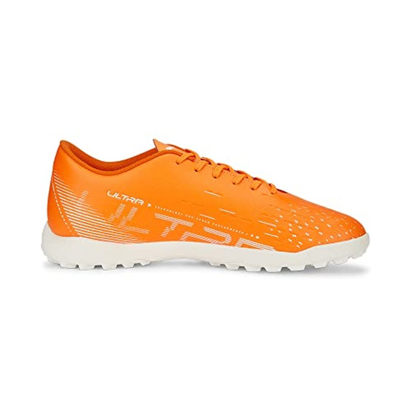 PUMA Mens Ultra Play Turf Trainer Soccer Cleats, Ultra Orange-PUMA Mens White-Blue Glimmer, 9