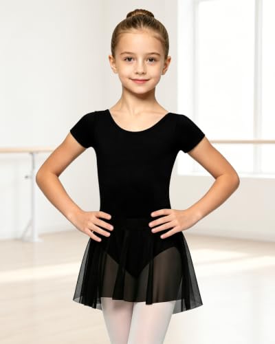 WYHDY Girls Ballet Leotard with Skirt Dance Dress Outfit 10-12 Years Black
