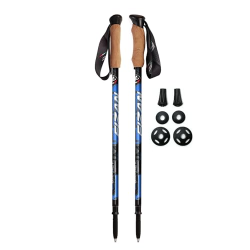 Fizan Compact 3 Trekking Poles – 5.6 oz Ultralight, Backpacking, Thru Hiking Poles, Adjustable, Collapsible, Customized Fit, Cork Grips, Aluminum Walking Sticks (Compact 3 / Cork/Blue)