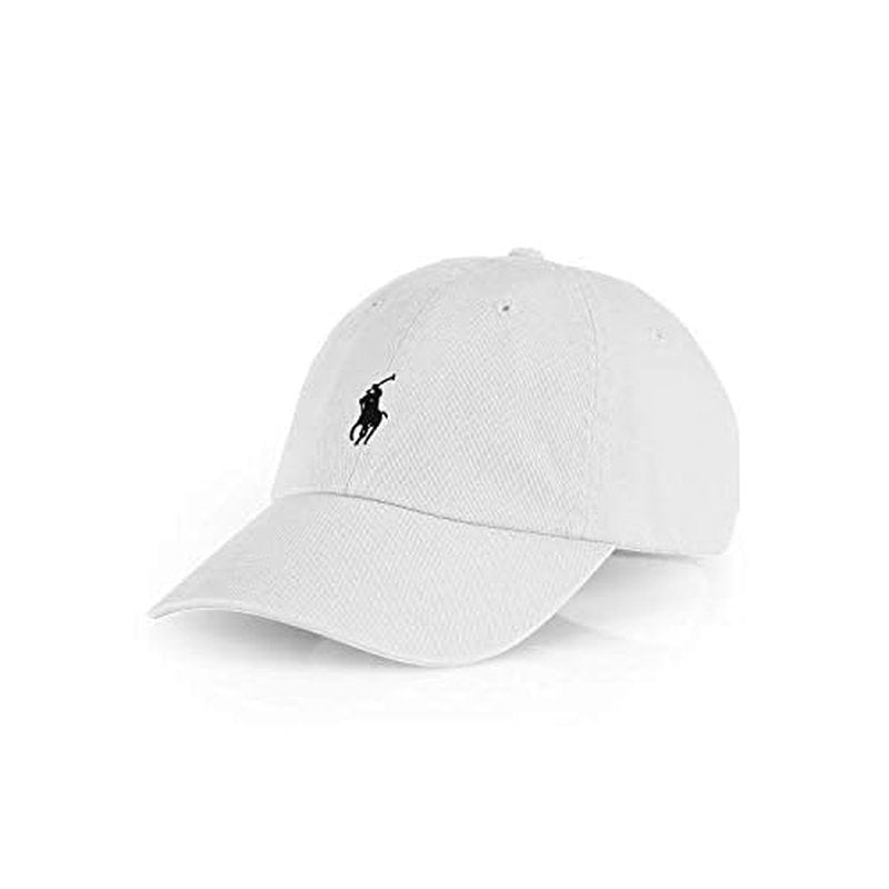 POLO RALPH LAUREN Men`s Cotton Chino Baseball Cap (White(1000)/Obsidian, One Size)