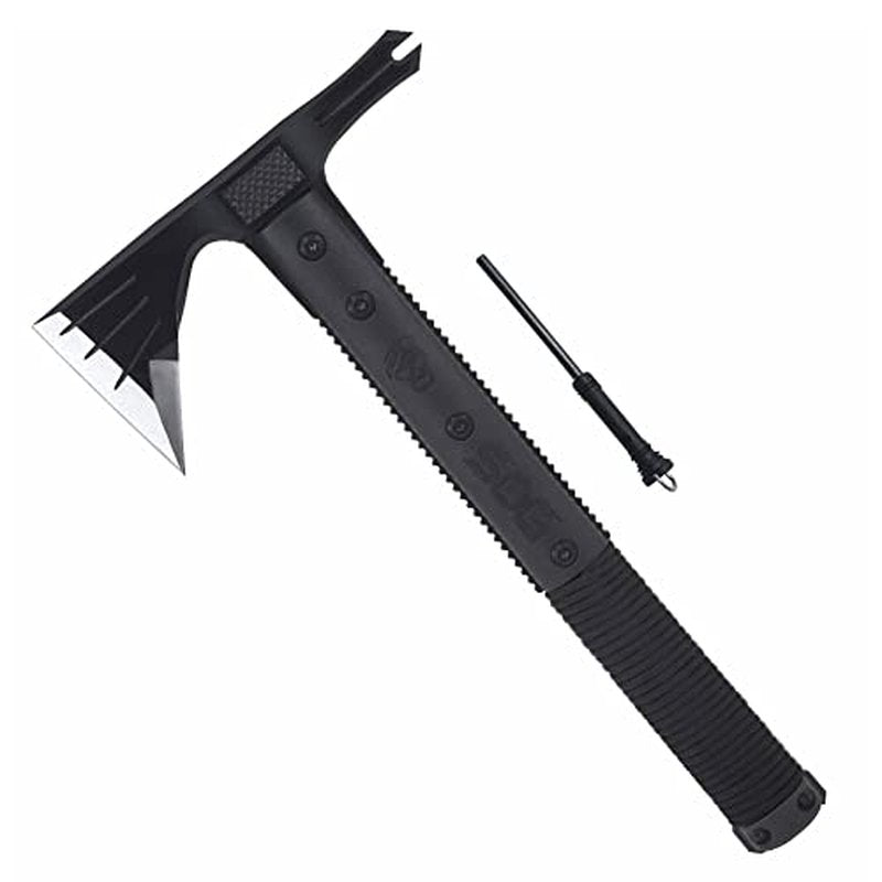 SOG Survival Hawk - Specialty Outdoor Tactical Hatchet, Fire Starter, Nail Puller, Hammer, Multi-Purpose Blade with Reflective Paracord Wrapped Handle (SK1001-CP),Black