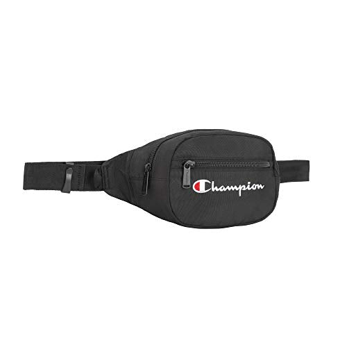 Champion unisex adult Waist Pack, Black/White Logo, One Size US