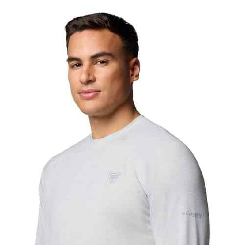 Columbia Mens PFG Uncharted Long Sleeve Shirt, Cool Grey Heather, Large